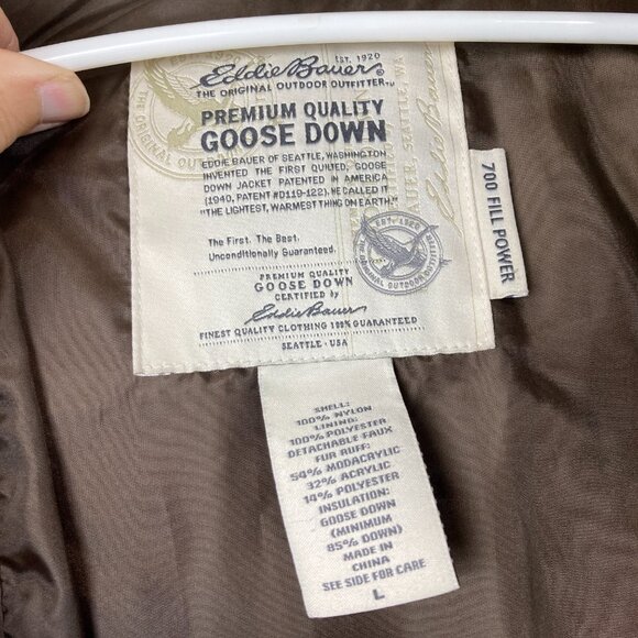 Eddie Bauer Womens L 700 Down Fill Hooded Winter Long Parka Puffer Warm Jacket - Picture 5 of 9